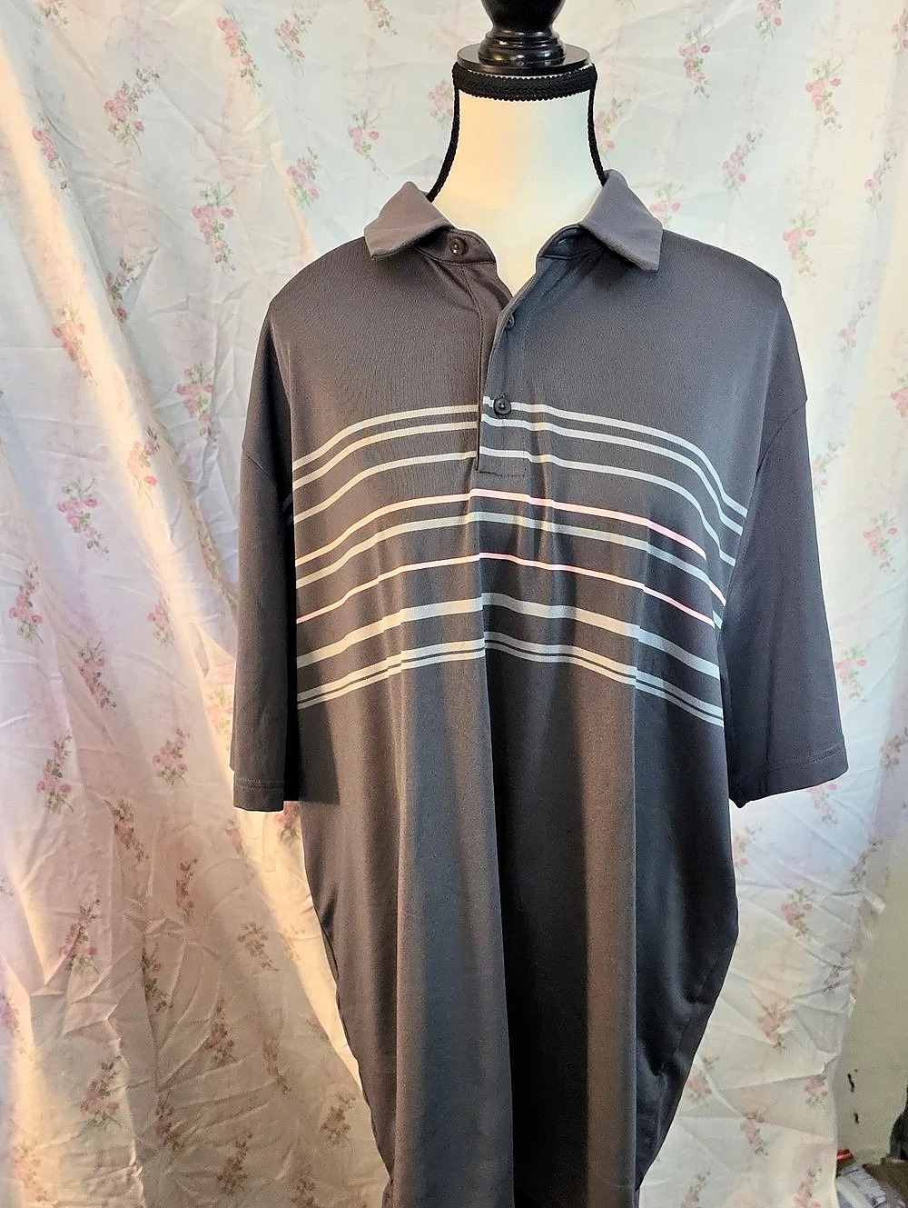 Under Armour HeatGear polo Striped Polo Gray & Pink 2XL